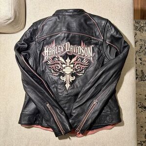Harley-Davidson Women's Radiant Leather Riding Jacket Crystal Wings L